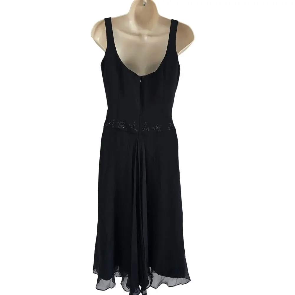 Vintage Laundry 100% Silk Beaded Drop Waist Handkerchief Hem Midi Slip Dress-6 - Picture 5 of 12